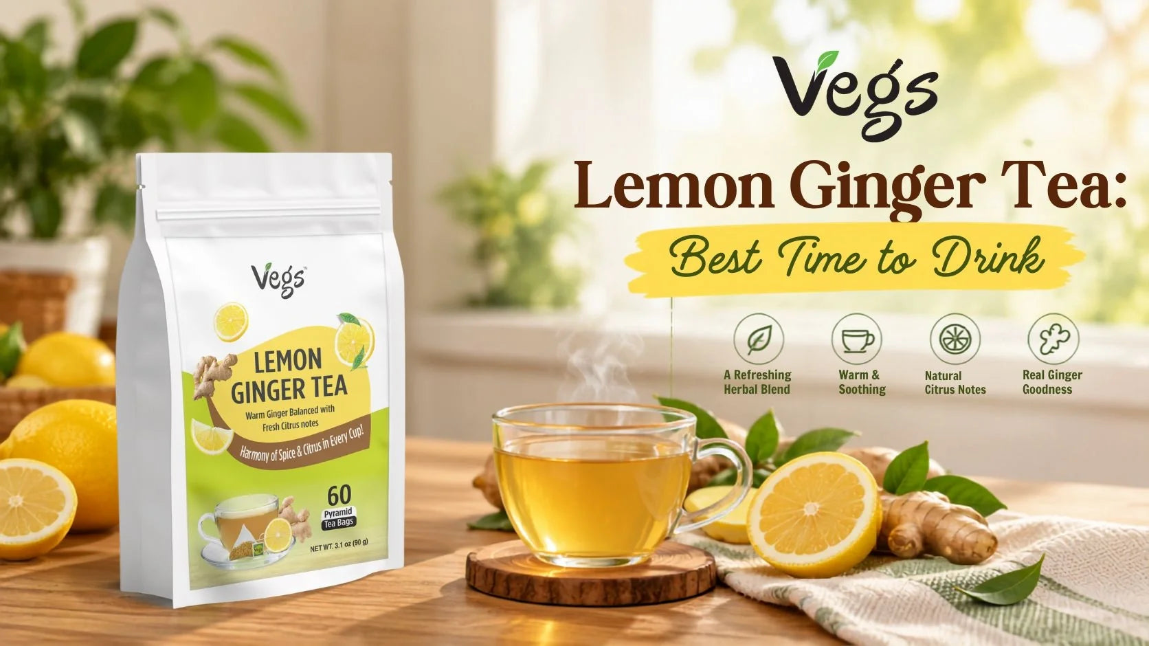Vegswellness Lemon Ginger Tea Guide: Benefits, Uses, and the Best Time to Enjoy It