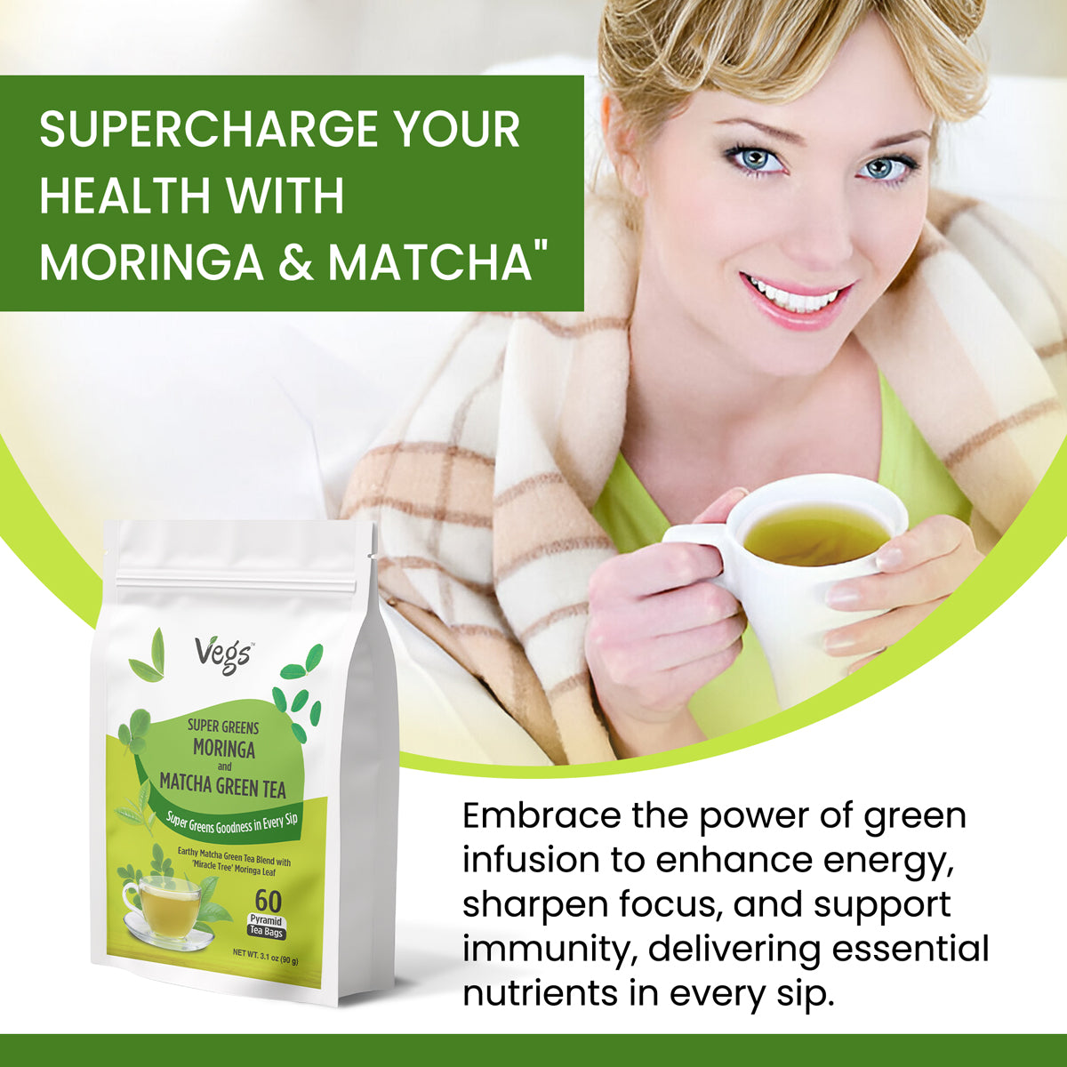 Super Greens Moringa & Matcha Green Tea Bags