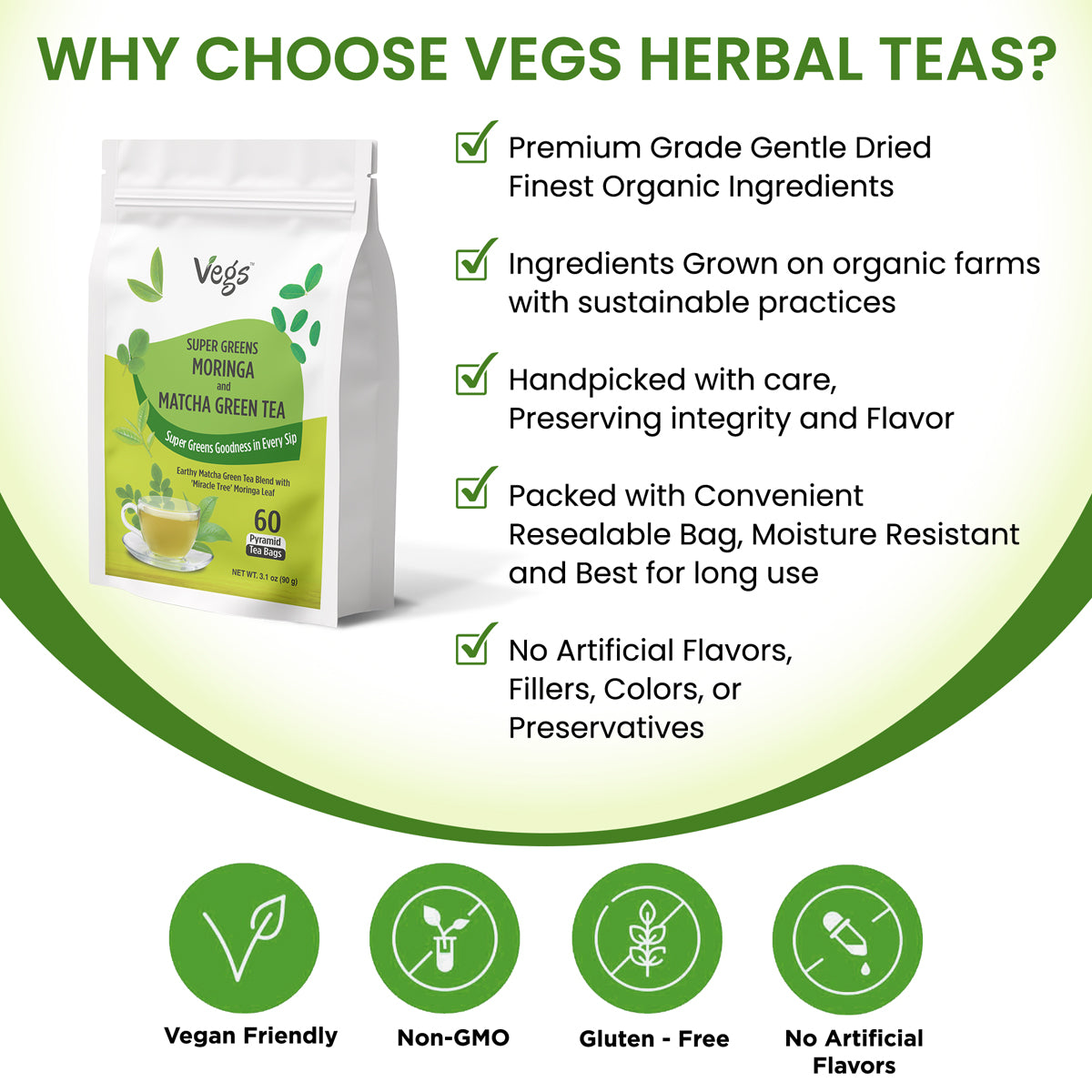 Super Greens Moringa & Matcha Green Tea Bags