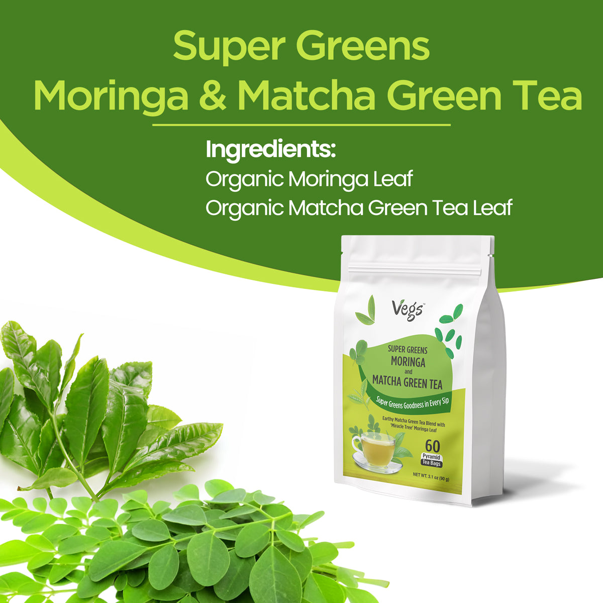 Super Greens Moringa & Matcha Green Tea Bags